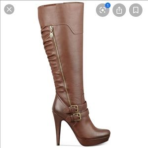 G by GUESS Danjer Dark Brown Wide Calf Heel Boots